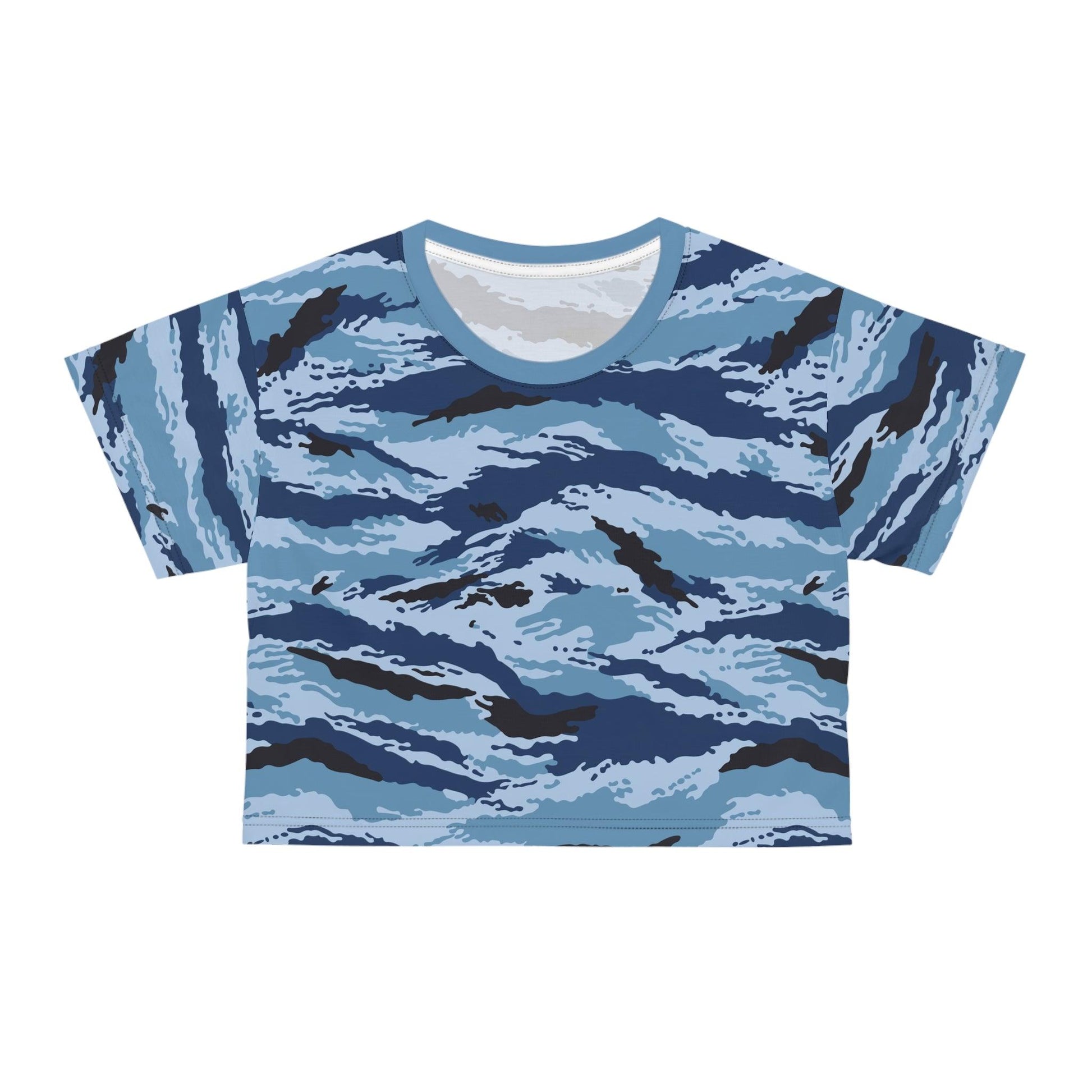 Kamysh Blue Camo Cropped T-Shirt _ Concealing Coloration.