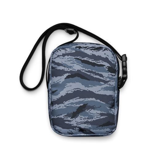 Kamysh Blue Camo Crossbody Bag, back view.