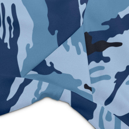 Kamysh Blue Camo High-Rise Bike Shorts _ Concealing Coloration.