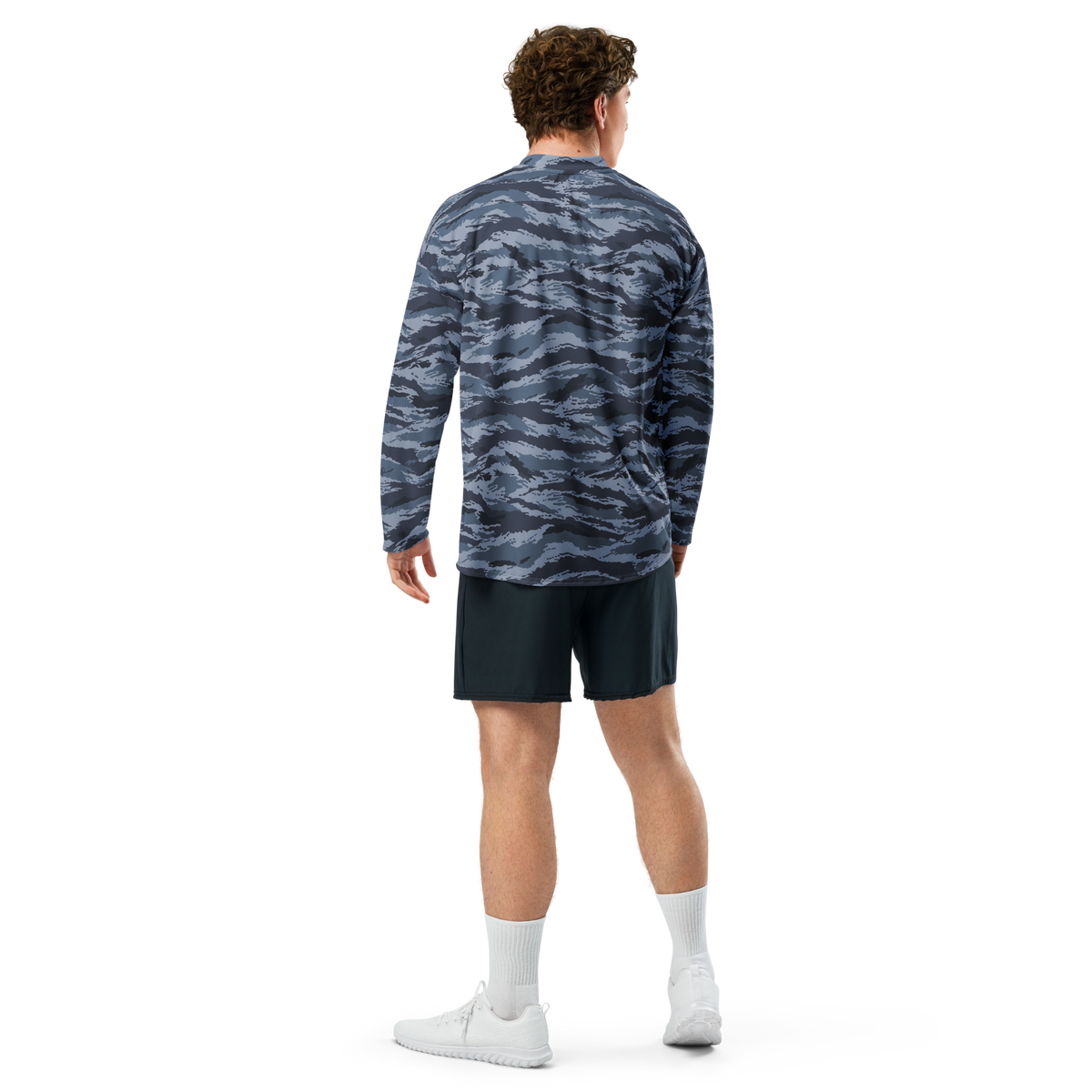 Kamysh Blue Camo Hockey Jersey, back view.