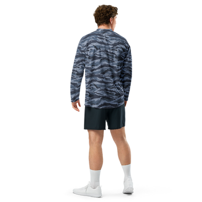 Kamysh Blue Camo Hockey Jersey, back view.