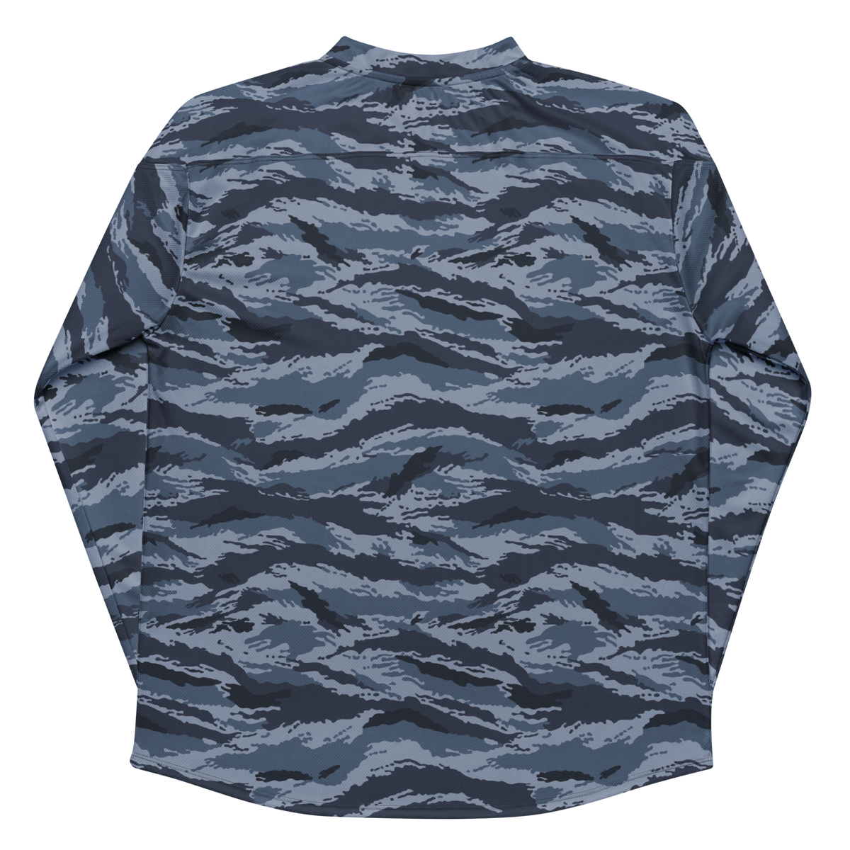 Kamysh Blue Camo Hockey Jersey, back view.