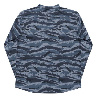 Kamysh Blue Camo Hockey Jersey, back view.