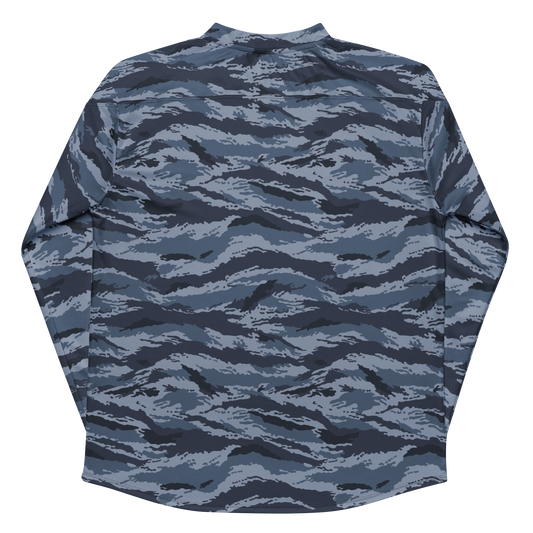Kamysh Blue Camo Hockey Jersey, back view.