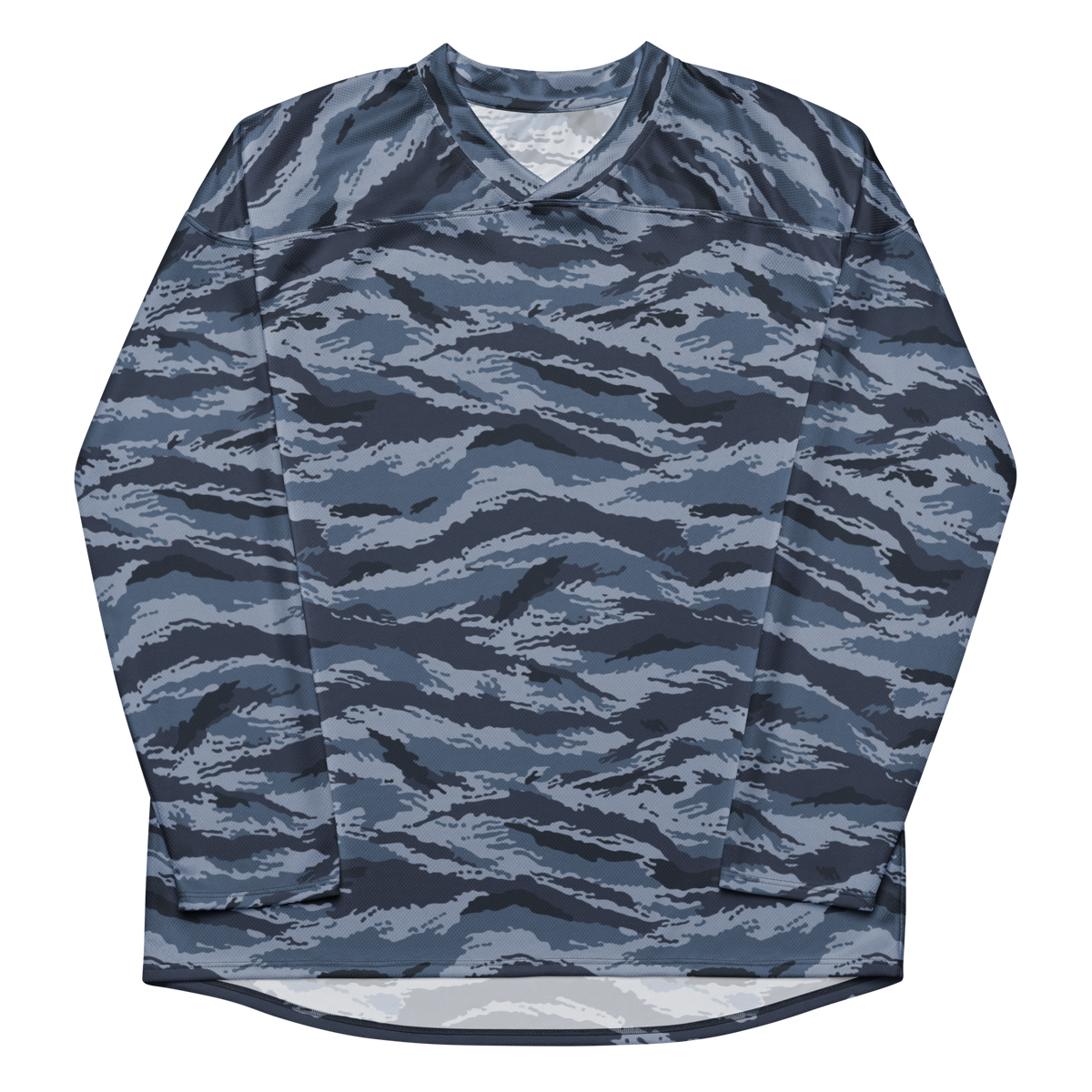 Kamysh Blue Camo Hockey Jersey, front view.