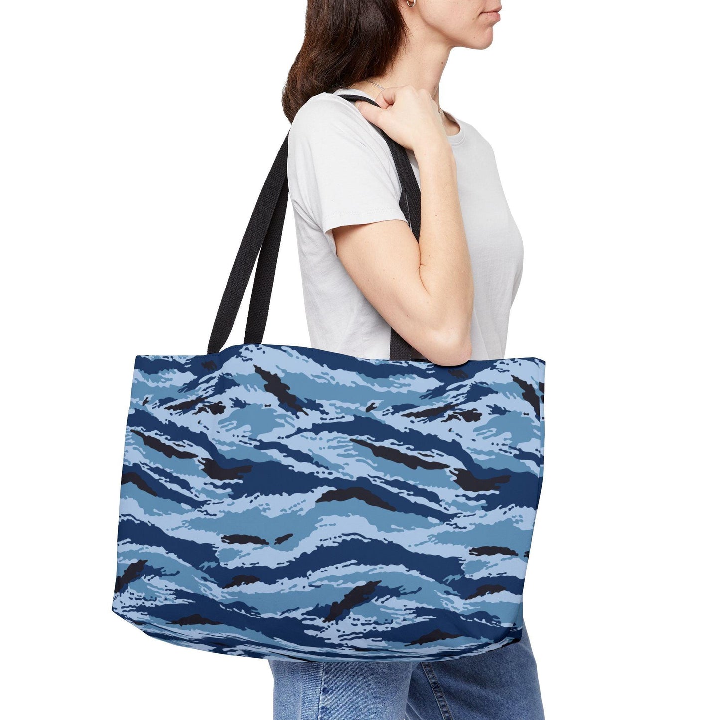 Kamysh Blue Camo Horizontal Tote _ Concealing Coloration.