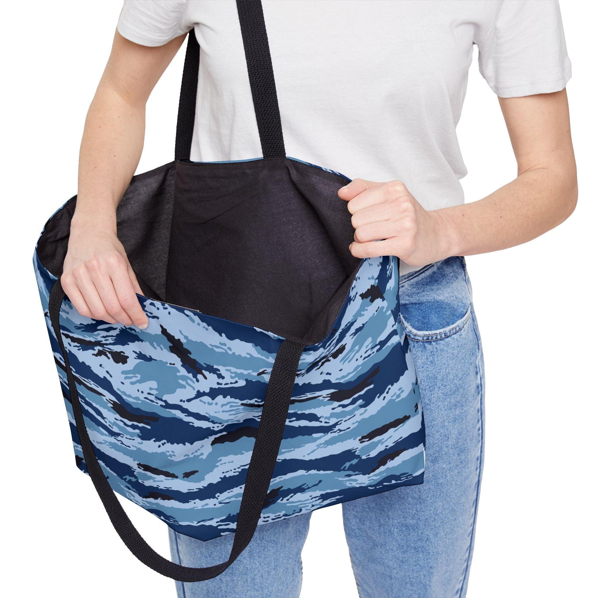 Kamysh Blue Camo Horizontal Tote _ Concealing Coloration.