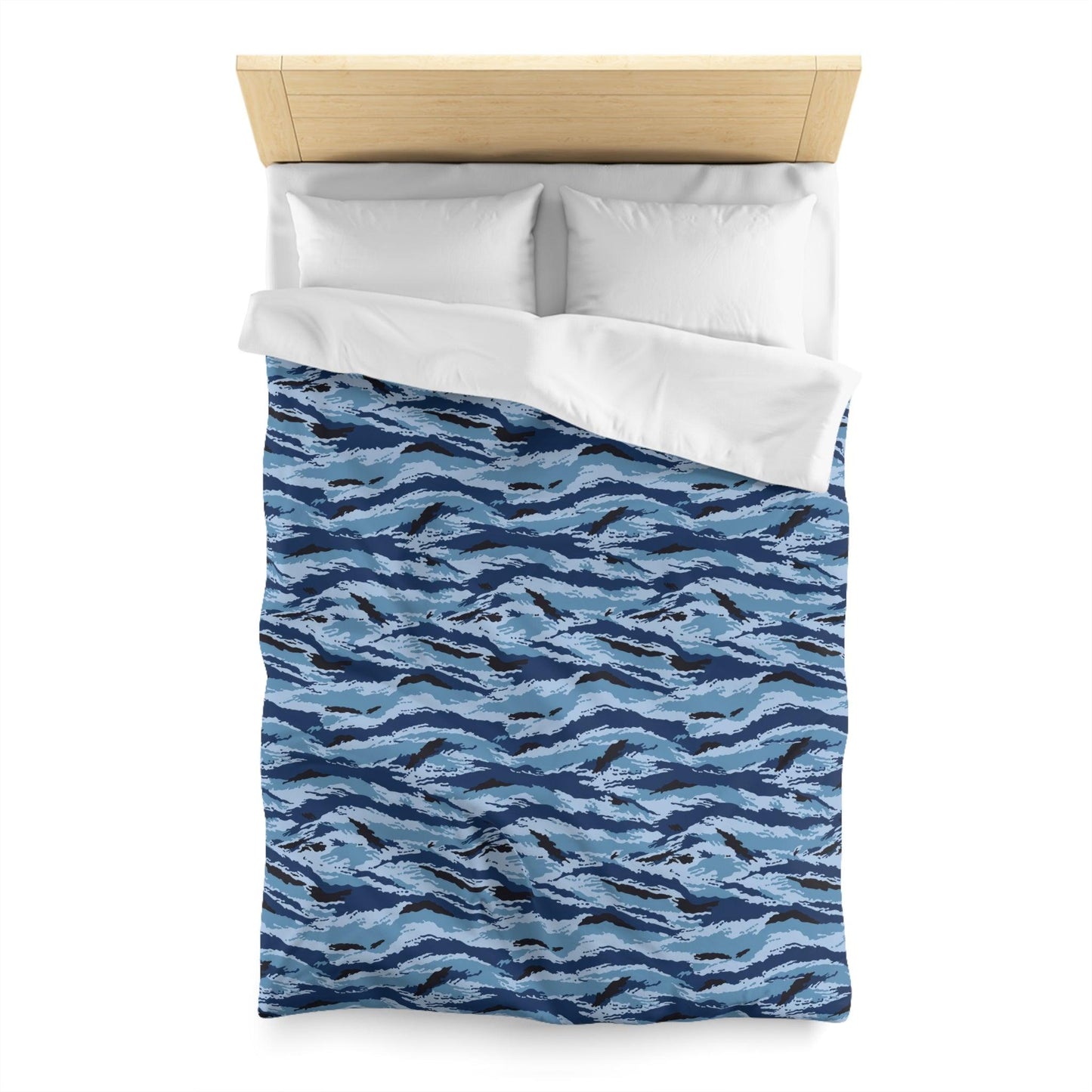 Kamysh Blue Camo King Bed Duvet Cover _ Concealing Coloration.