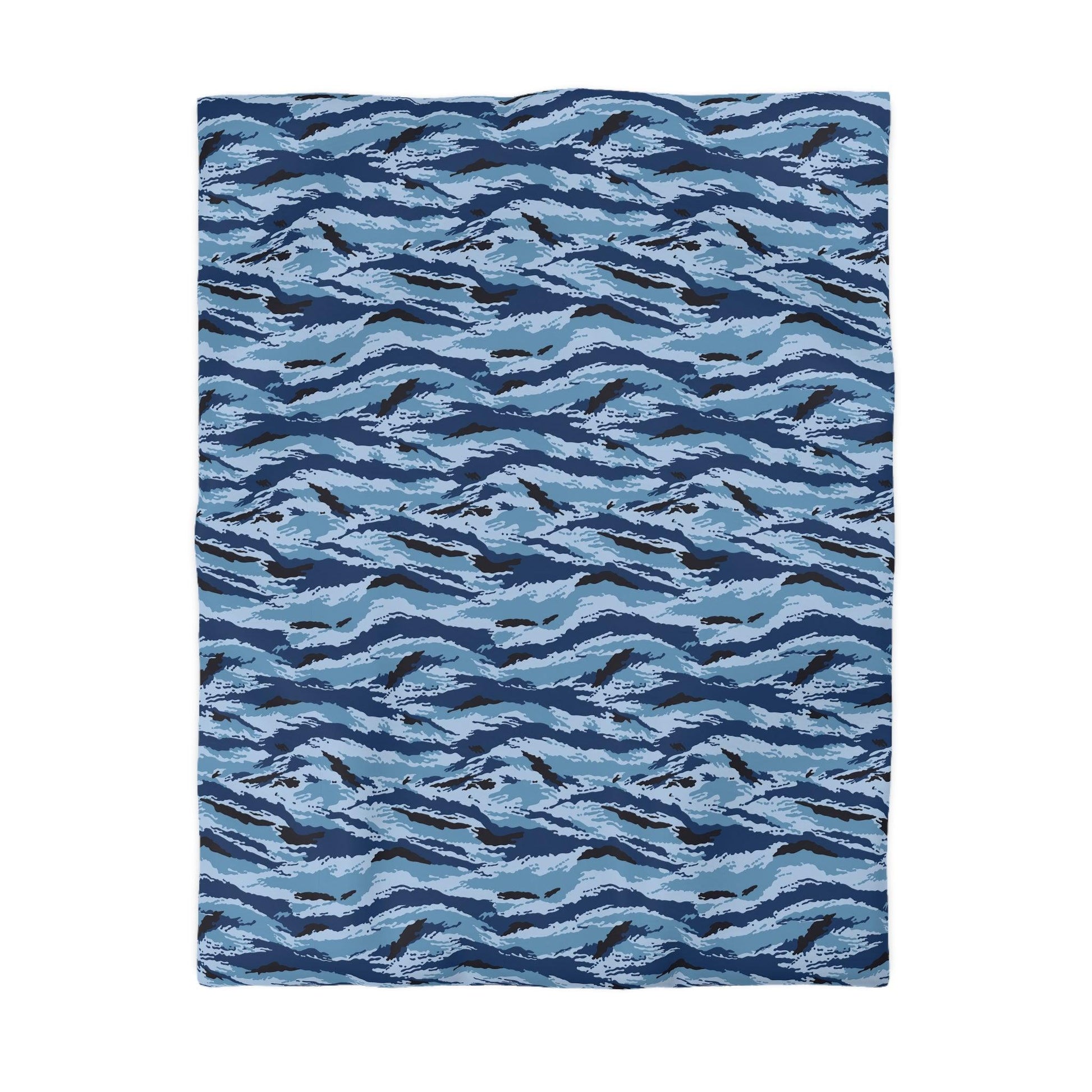 Kamysh Blue Camo King Bed Duvet Cover _ Concealing Coloration.