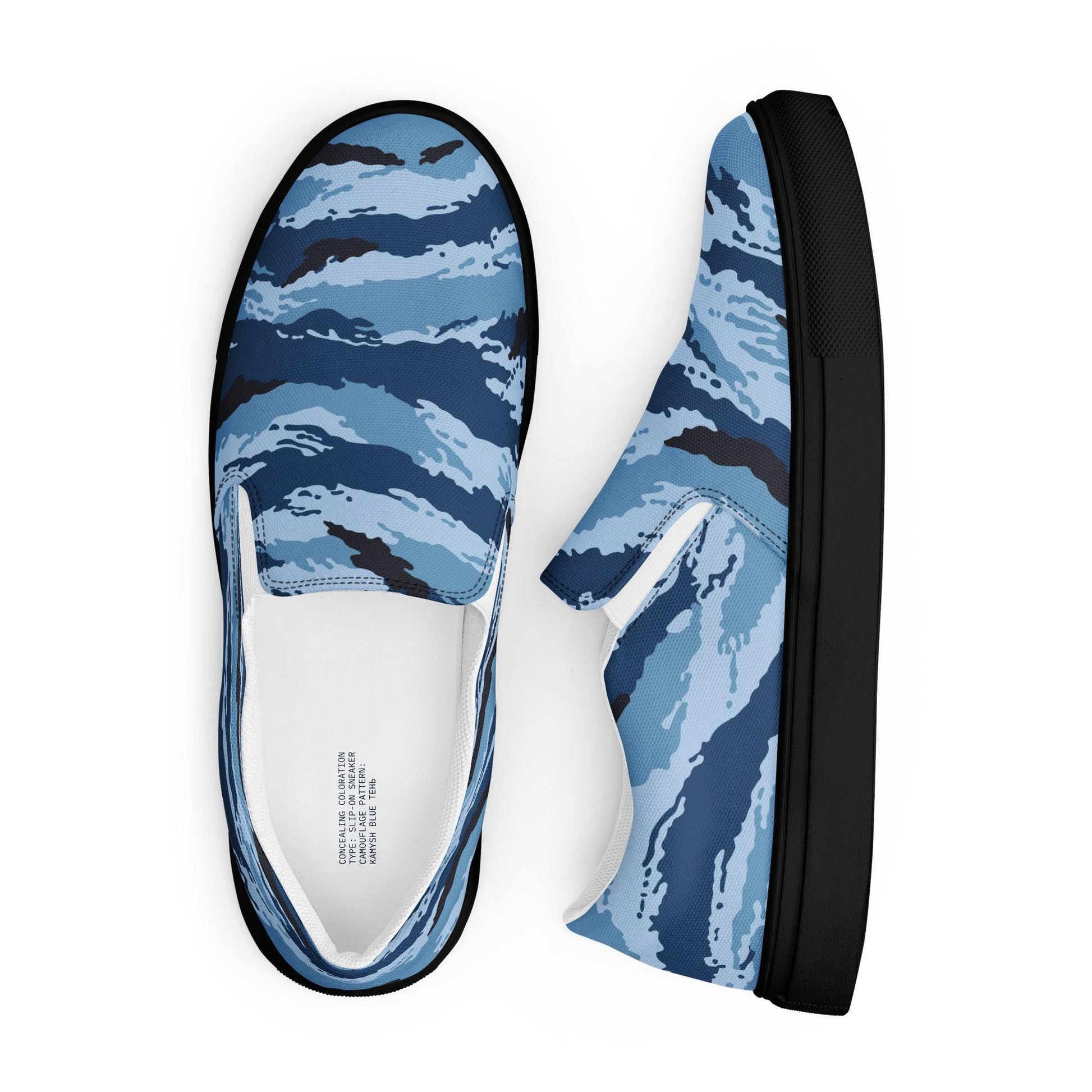 Kamysh Blue Camo Men’s Slip-On Sneaker _ Concealing Coloration.