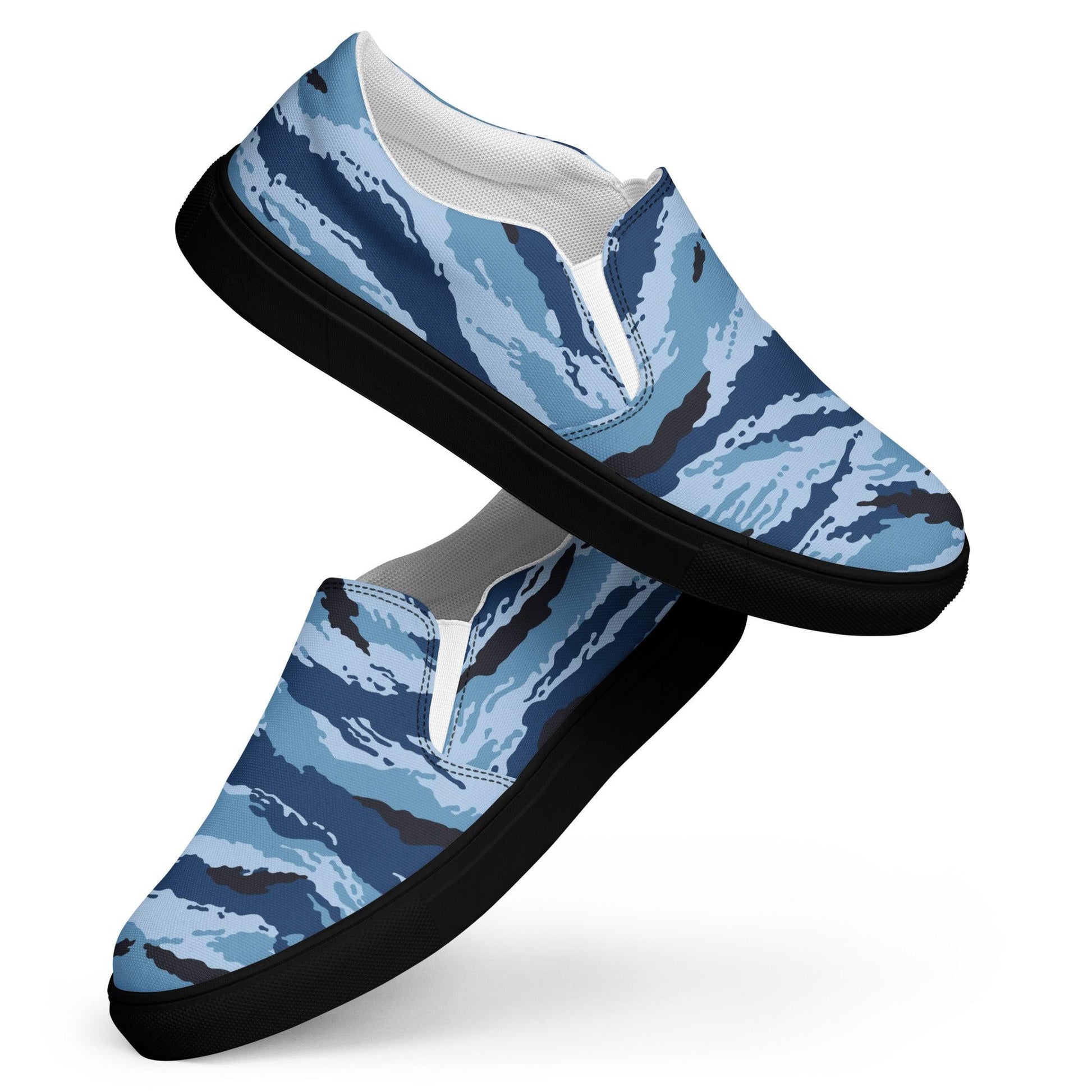 Kamysh Blue Camo Men’s Slip-On Sneaker _ Concealing Coloration.