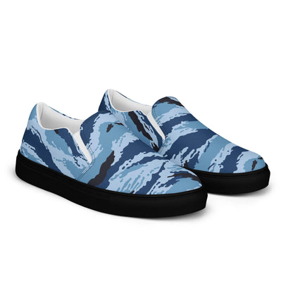 Kamysh Blue Camo Men’s Slip-On Sneaker _ Concealing Coloration.