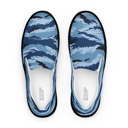 Kamysh Blue Camo Men’s Slip-On Sneaker _ Concealing Coloration.