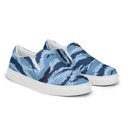 Kamysh Blue Camo Men’s Slip-On Sneaker _ Concealing Coloration.