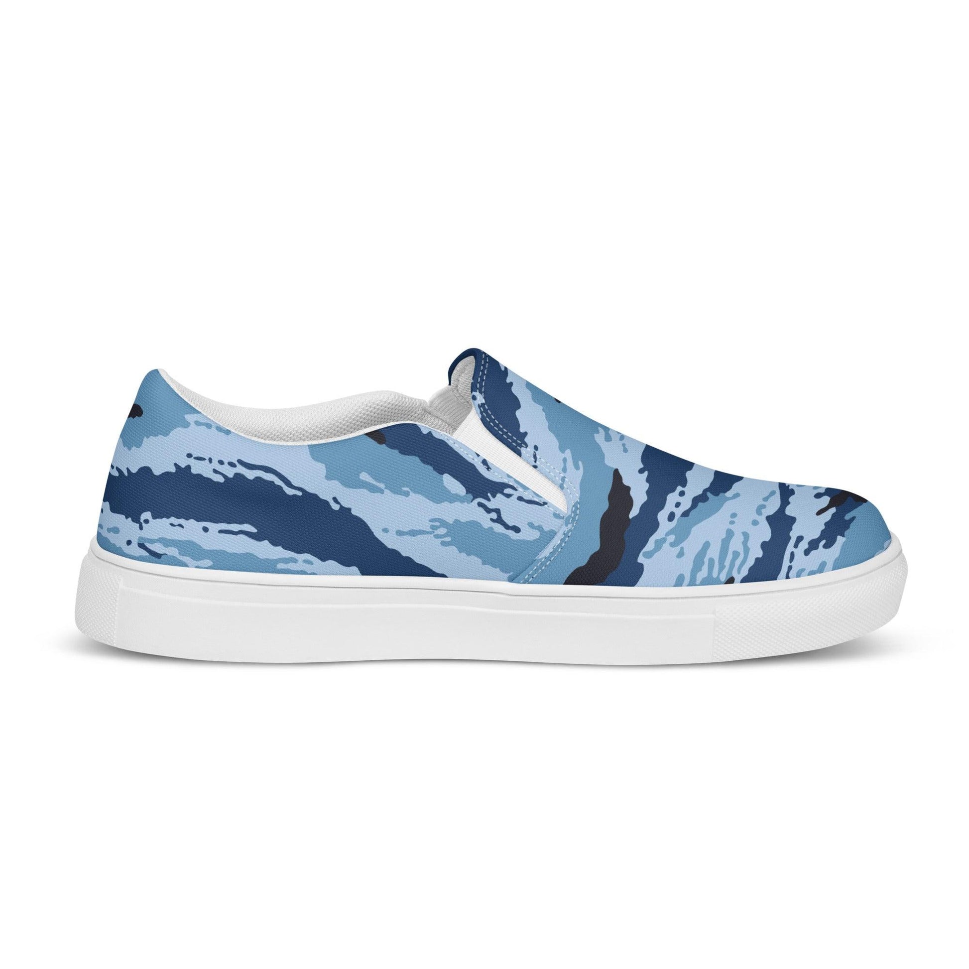 Kamysh Blue Camo Men’s Slip-On Sneaker _ Concealing Coloration.