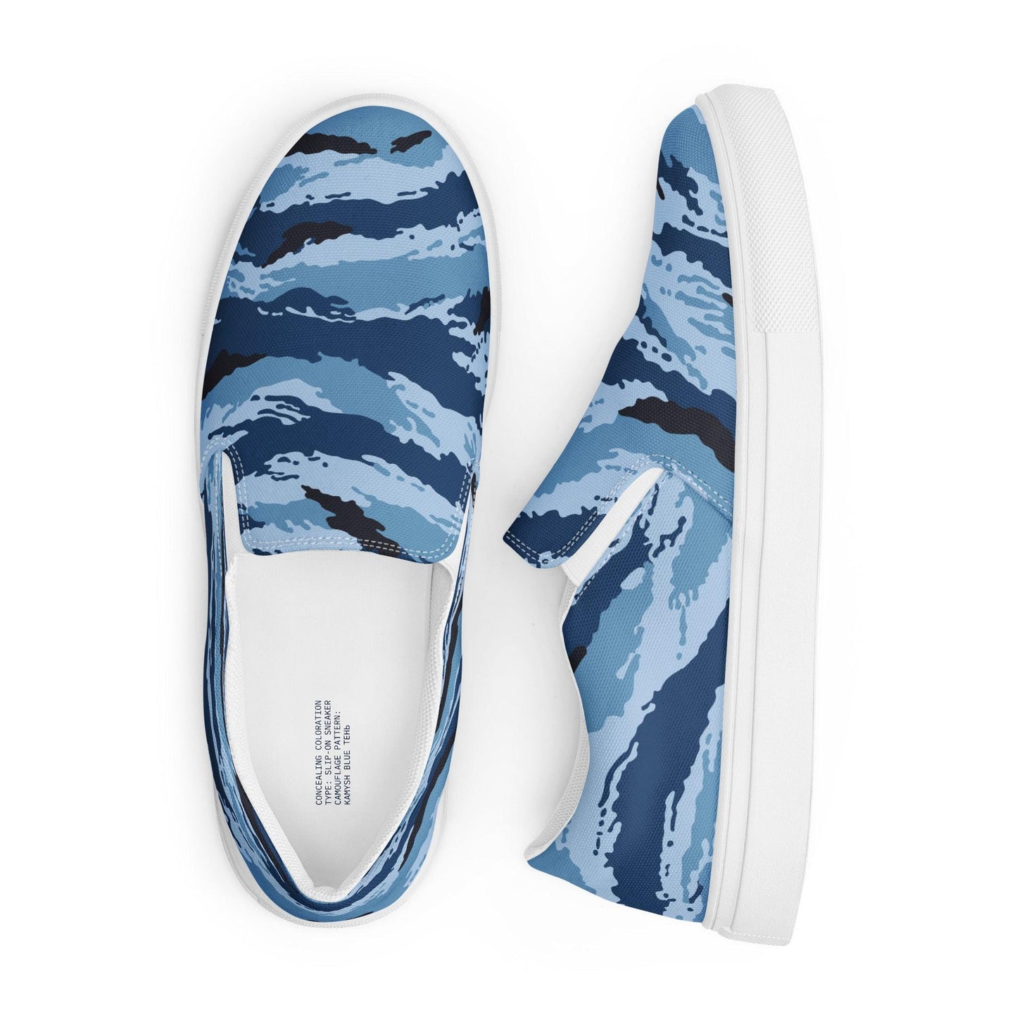 Kamysh Blue Camo Men’s Slip-On Sneaker _ Concealing Coloration.