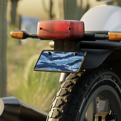 Kamysh Blue Camo Mini License Plate _ Concealing Coloration.