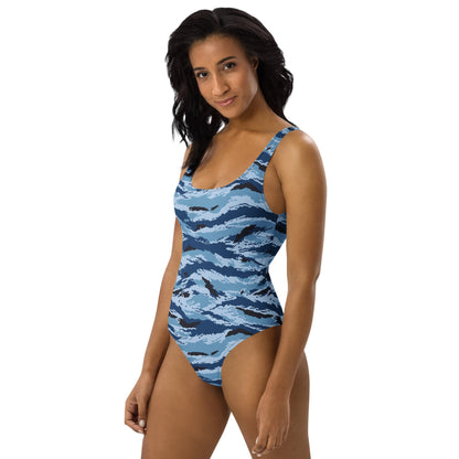 Kamysh Blue Camo One-Piece Swimsuit