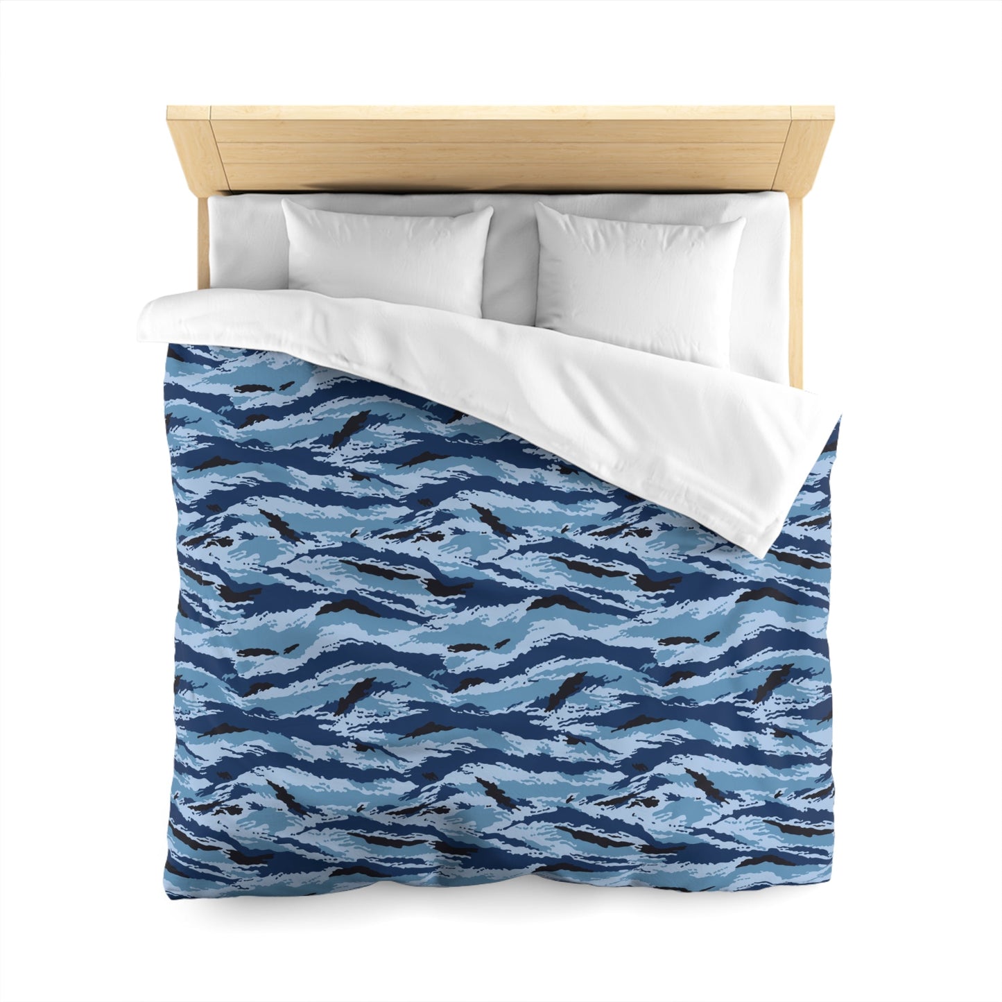 Kamysh Blue Camo Queen Bed Duvet Cover _ Concealing Coloration.