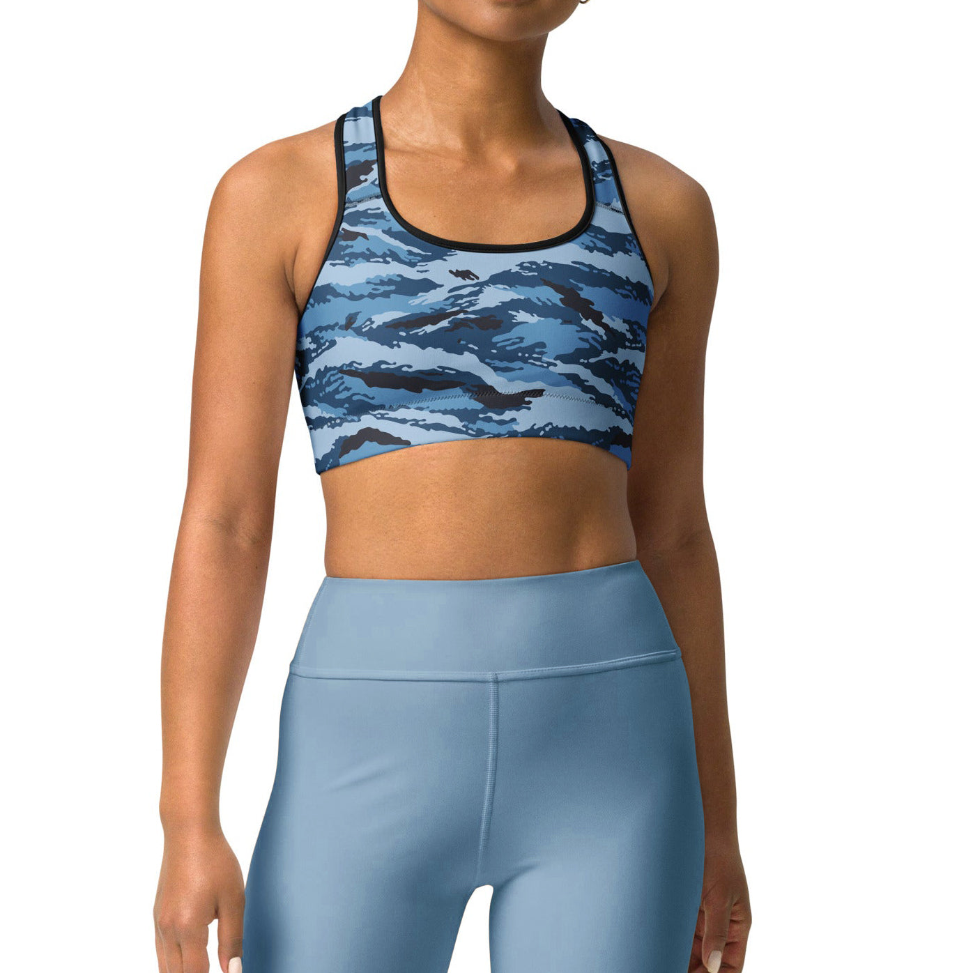 Kamysh Blue Camo Racerback Sports Bra