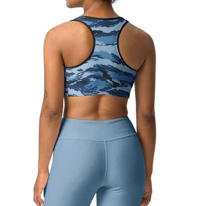 Kamysh Blue Camo Racerback Sports Bra