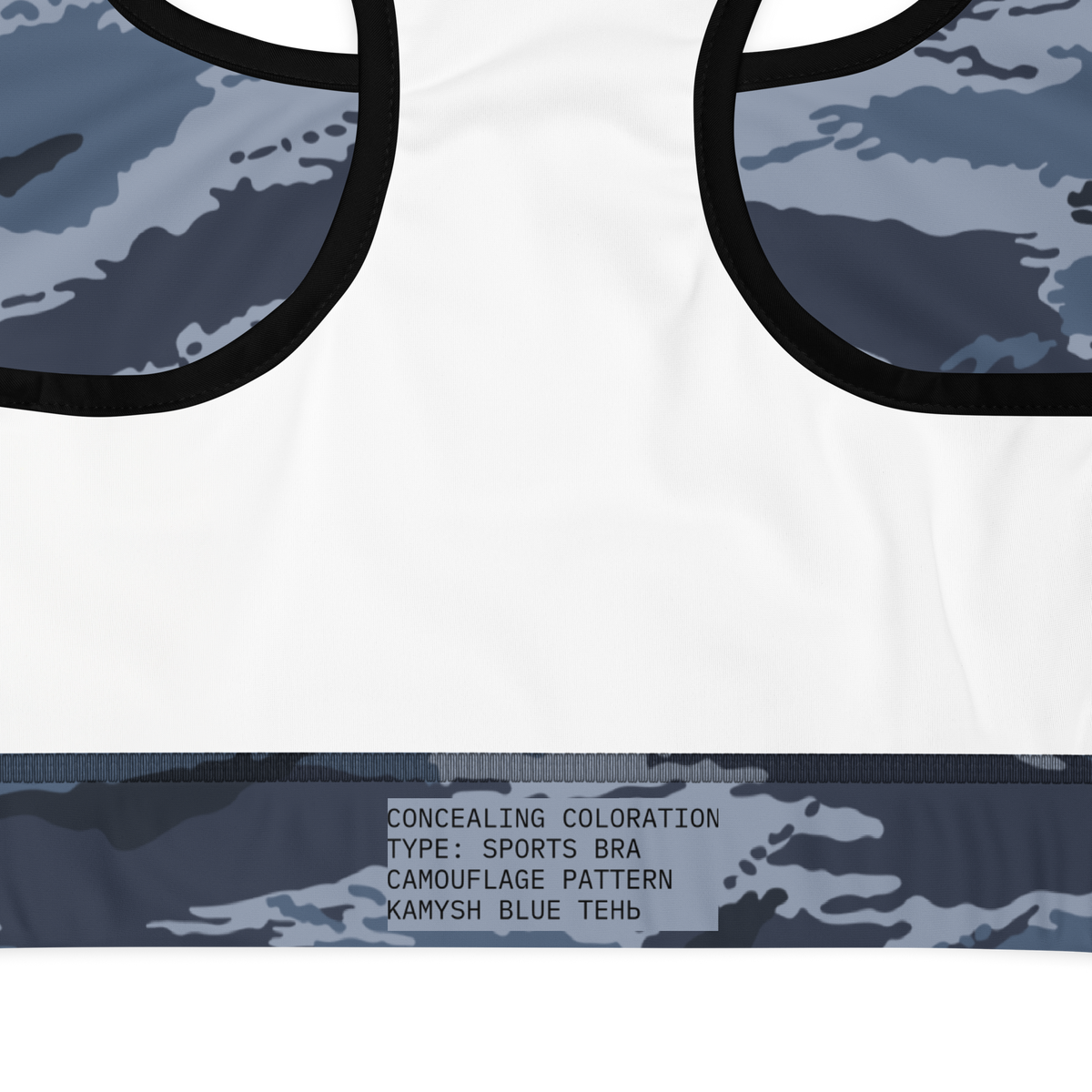 Kamysh Blue Camo Racerback Sports Bra.