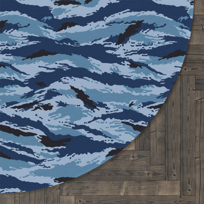 Kamysh Blue Camo Round Rug _ Concealing Coloration.