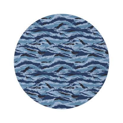 Kamysh Blue Camo Round Rug _ Concealing Coloration.