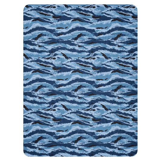 Kamysh Blue Camo Sherpa Blanket 60” × 80” _ Concealing Coloration