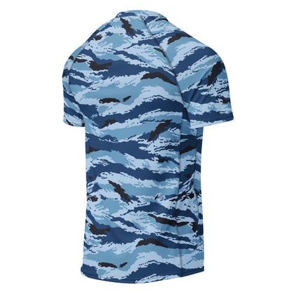 Kamysh Blue Camo SS Rash Guard _ Concealing Coloration.