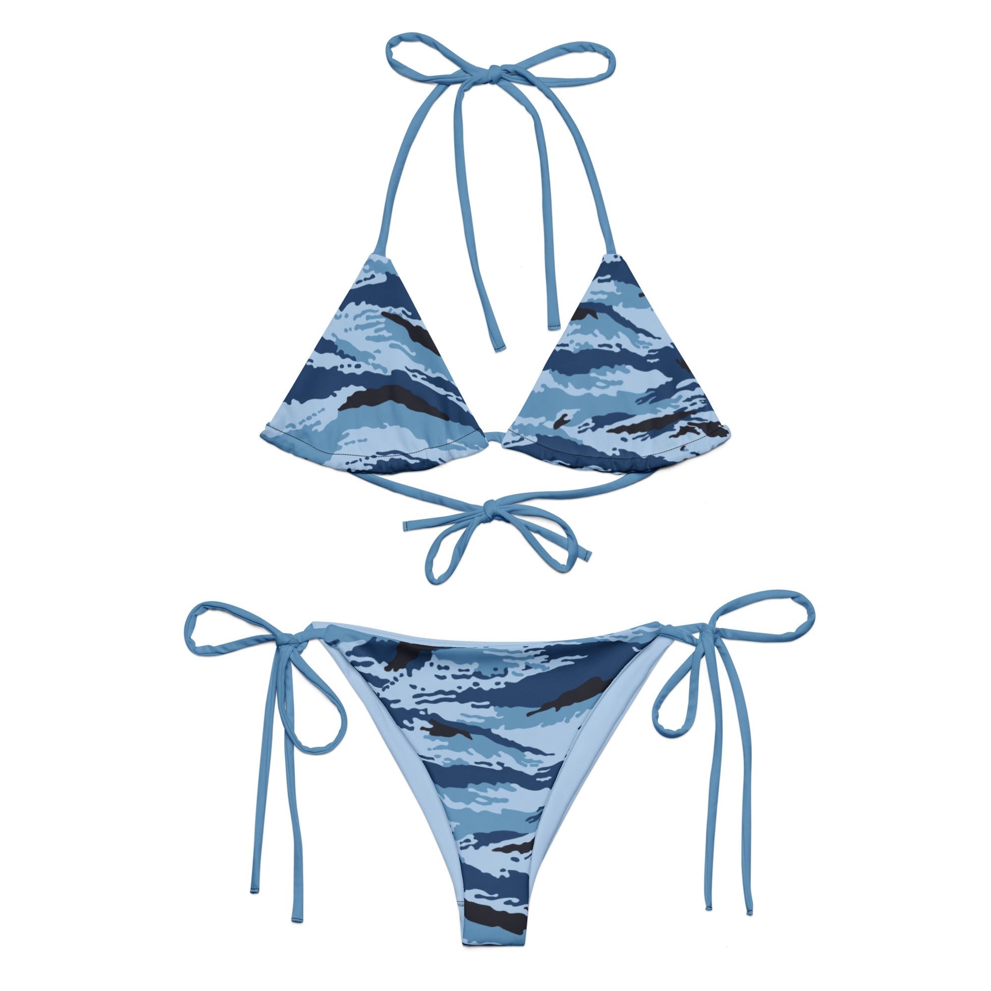 Kamysh Blue Camo String Bikini Set _ Concealing Coloration