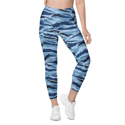 Kamysh Blue Camo Tech Leggings _ Concealing Coloration.