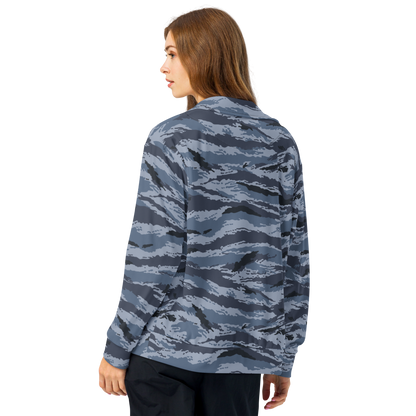 Kamysh Blue Camo Track Jacket, back view.