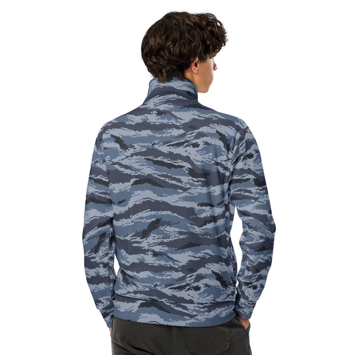 Kamysh Blue Camo Track Jacket, back view.