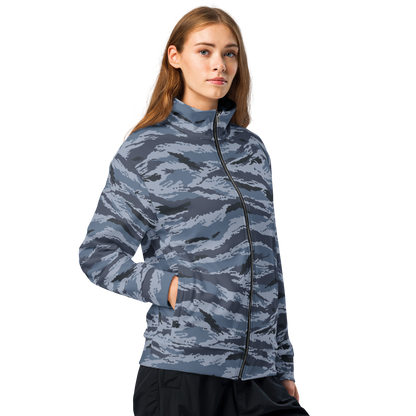 Kamysh Blue Camo Track Jacket, front view.