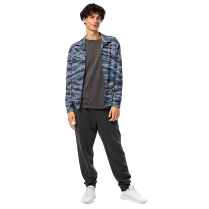 Kamysh Blue Camo Track Jacket, front view.