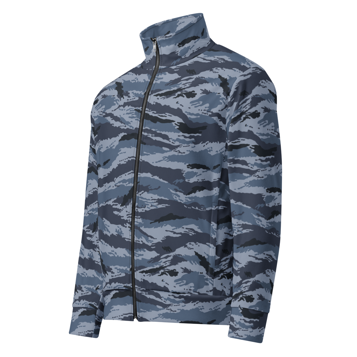 Kamysh Blue Camo Track Jacket, front view.