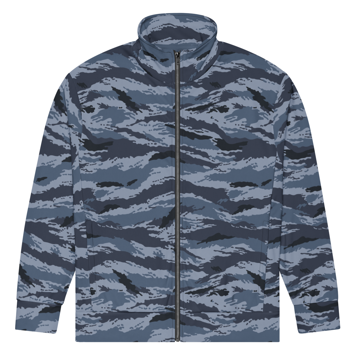 Kamysh Blue Camo Track Jacket, front view.