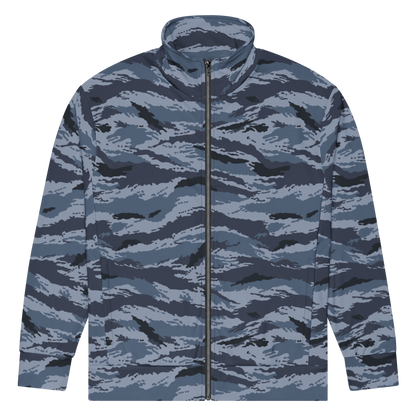 Kamysh Blue Camo Track Jacket, front view.