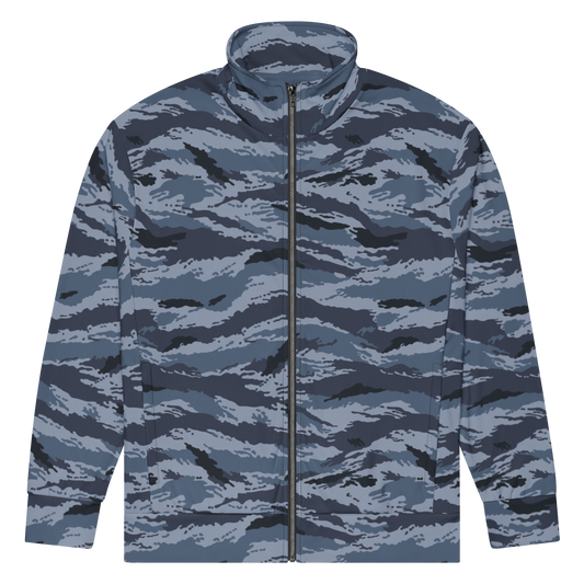 Kamysh Blue Camo Track Jacket, front view.