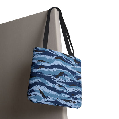 Kamysh Blue Camo Vertical Tote Bag _ Concealing Coloration.