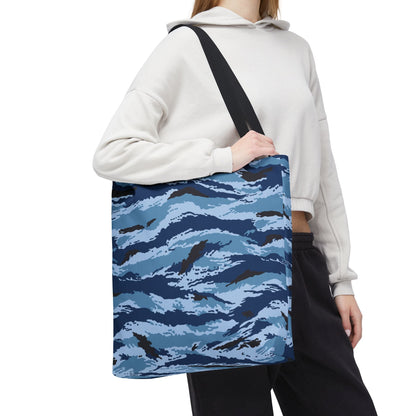 Kamysh Blue Camo Vertical Tote Bag _ Concealing Coloration.