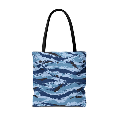 Kamysh Blue Camo Vertical Tote Bag _ Concealing Coloration.