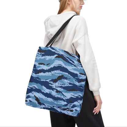 Kamysh Blue Camo Vertical Tote Bag _ Concealing Coloration.