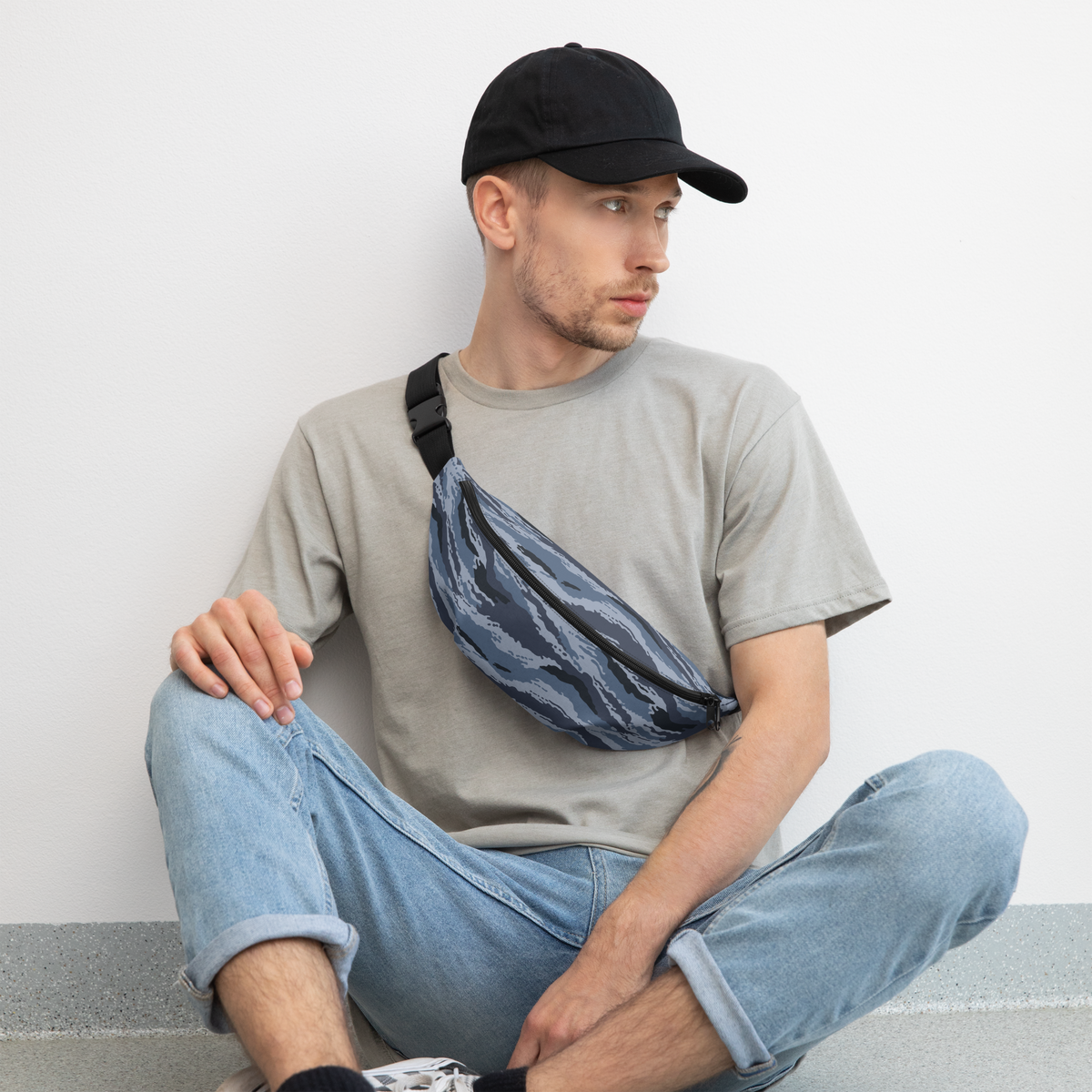 Kamysh Blue Camo Waistpack, front view.