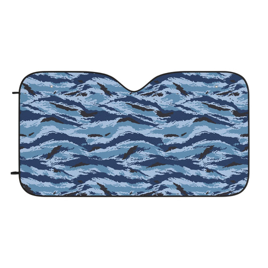 Kamysh Blue Camo Windshield Sunshade _ Concealing Coloration.