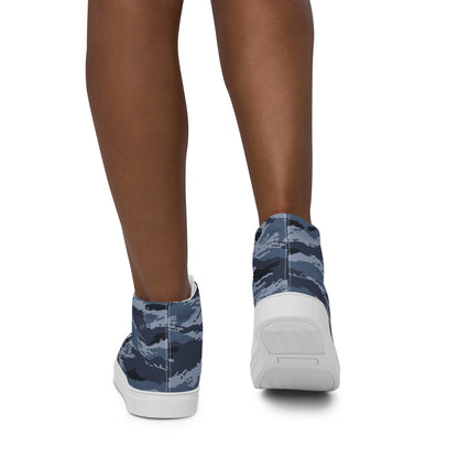 Kamysh Blue Camo Women’s Sneaker Hi, back view.