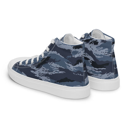 Kamysh Blue Camo Women’s Sneaker Hi, back view.