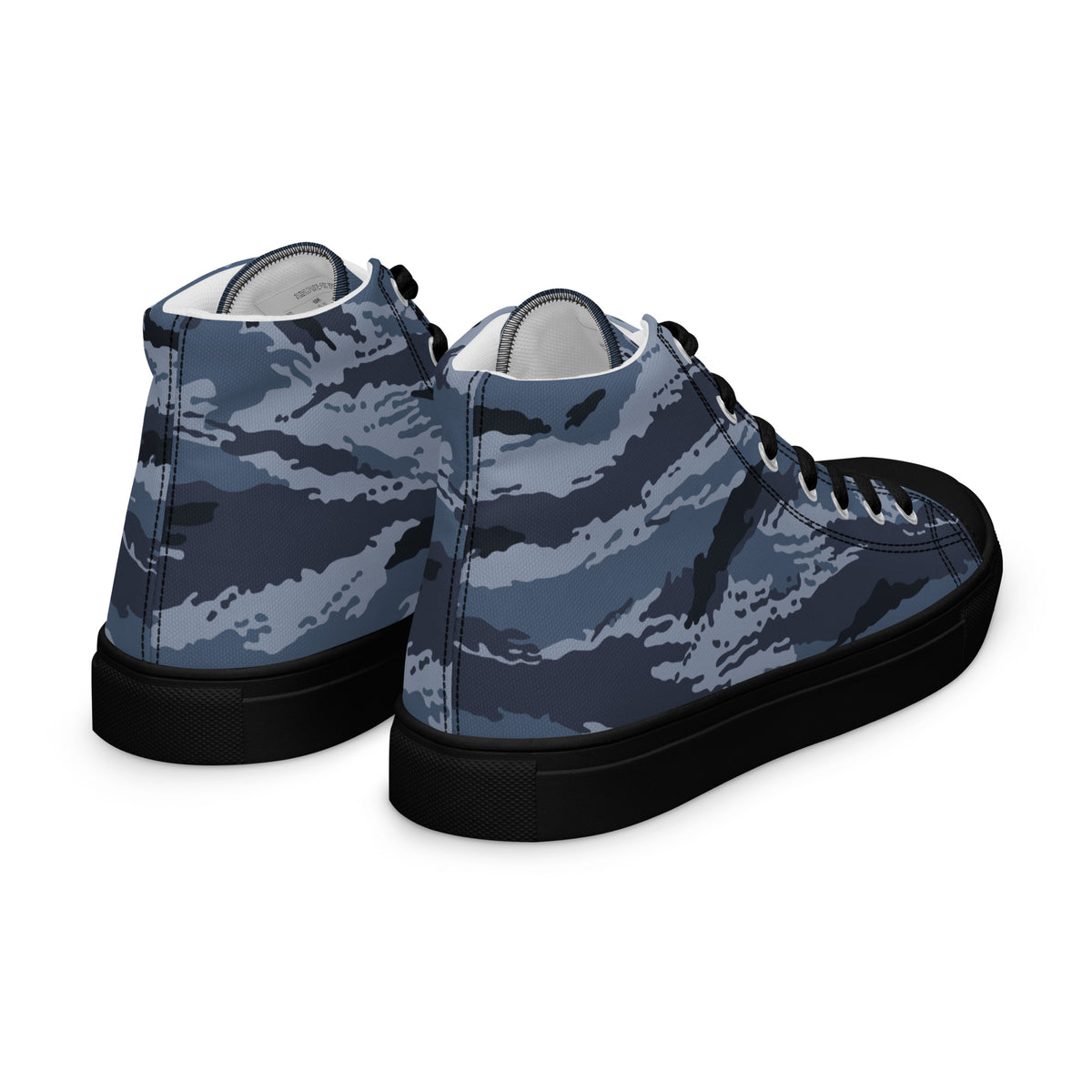 Kamysh Blue Camo Women’s Sneaker Hi, back view.