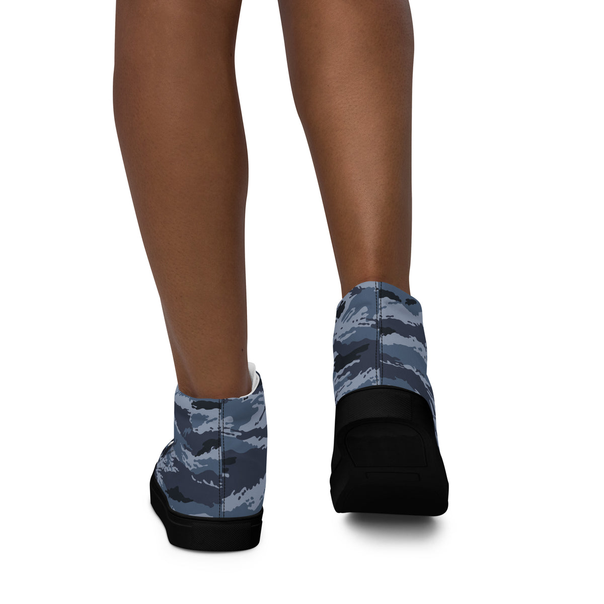 Kamysh Blue Camo Women’s Sneaker Hi, back view.